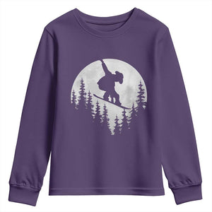 Funny Snowboard Cowboy Moon Snowboarding Winter Sports Youth Sweatshirt TS11 Purple Print Your Wear