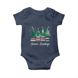 Funny Christmas Book Baby Onesie Season Readings Xmas Tree Bookworm Teacher Librarian TS11 Navy Print Your Wear