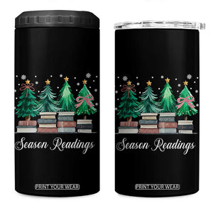 Funny Christmas Book 4 in 1 Can Cooler Tumbler Season Readings Xmas Tree Bookworm Teacher Librarian TS11 One Size: 16 oz Black Print Your Wear