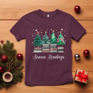 Funny Christmas Book T Shirt Season Readings Xmas Tree Bookworm Teacher Librarian TS11 Maroon Print Your Wear