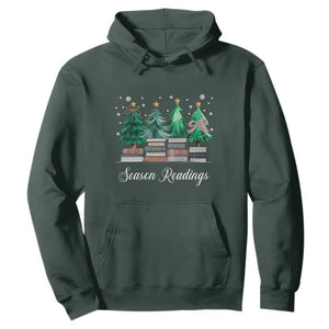 Funny Christmas Book Hoodie Season Readings Xmas Tree Bookworm Teacher Librarian TS11 Dark Forest Green Print Your Wear