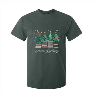 Funny Christmas Book T Shirt For Kid Season Readings Xmas Tree Bookworm Teacher Librarian TS11 Dark Forest Green Print Your Wear