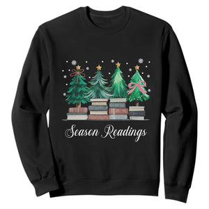 Funny Christmas Book Sweatshirt Season Readings Xmas Tree Bookworm Teacher Librarian TS11 Black Print Your Wear