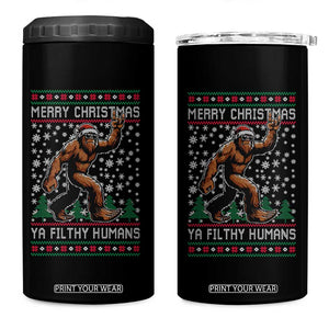 Merry Christmas Ya Filthy Humans Bigfoot 4 in 1 Can Cooler Tumbler Funny Xmas Sasquatch TS11 One Size: 16 oz Black Print Your Wear