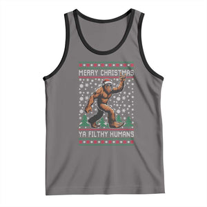 Merry Christmas Ya Filthy Humans Bigfoot Tank Top Funny Xmas Sasquatch TS11 Deep Heather Black Print Your Wear