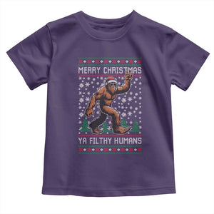 Merry Christmas Ya Filthy Humans Bigfoot Toddler T Shirt Funny Xmas Sasquatch TS11 Purple Print Your Wear