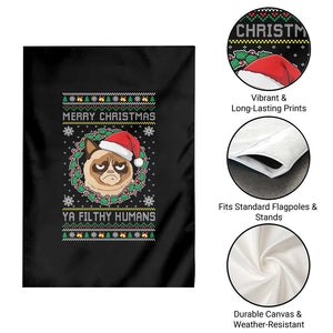 Merry Christmas Ya Filthy Humans Cat Garden Flag Funny Xmas Grumpy Cat TS11 Print Your Wear