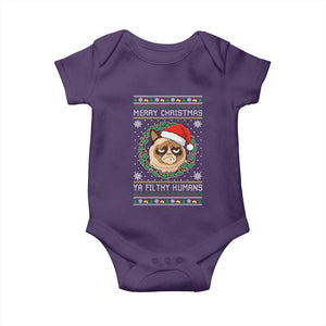 Merry Christmas Ya Filthy Humans Cat Baby Onesie Funny Xmas Grumpy Cat TS11 Purple Print Your Wear