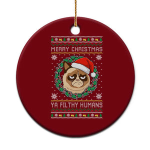 Merry Christmas Ya Filthy Humans Cat Ceramic Ornament Funny Xmas Grumpy Cat TS11 1pc Red Print Your Wear