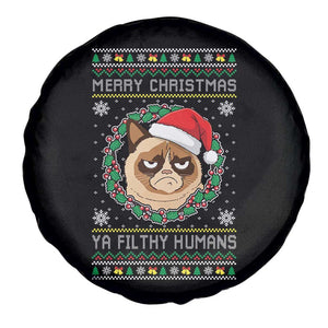 Merry Christmas Ya Filthy Humans Cat Spare Tire Cover Funny Xmas Grumpy Cat TS11 Print Your Wear