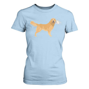 Funny Golden Retriever Dog New Year 2025 Fireworks T Shirt For Women TS11 Light Blue Print Your Wear
