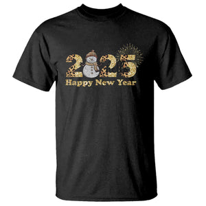 Hello 2025 Happy New Year T Shirt Fireworks Snowman TS11 Black Print Your Wear