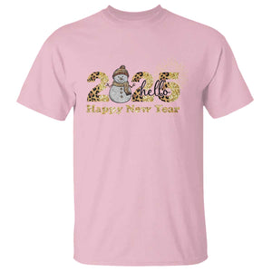 Hello 2025 Happy New Year T Shirt Fireworks Snowman TS11 Light Pink Print Your Wear
