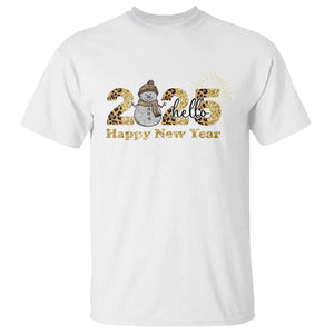 Hello 2025 Happy New Year T Shirt Fireworks Snowman TS11 White Print Your Wear