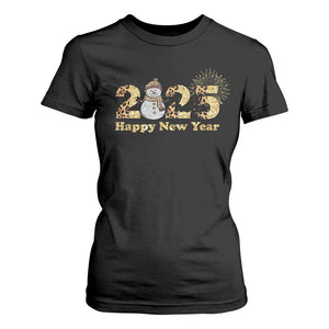 Hello 2025 Happy New Year T Shirt For Women Fireworks Snowman TS11 Black Print Your Wear