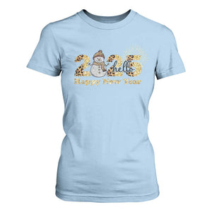 Hello 2025 Happy New Year T Shirt For Women Fireworks Snowman TS11 Light Blue Print Your Wear