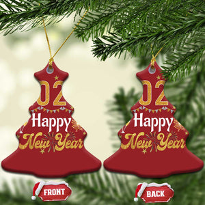Happy New Year 2025 Christmas Ornament New Year's Eve Party Family Matching TS11 Christmas Tree Red Print Your Wear