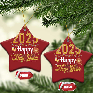 Happy New Year 2025 Christmas Ornament New Year's Eve Party Family Matching TS11 Star Red Print Your Wear