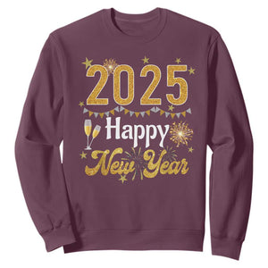 Happy New Year 2025 Sweatshirt New Year's Eve Party Family Matching TS11 Maroon Print Your Wear