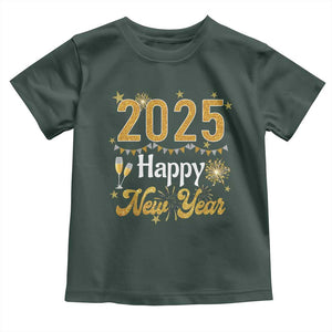 Happy New Year 2025 Toddler T Shirt New Year's Eve Party Family Matching TS11 Dark Forest Green Print Your Wear