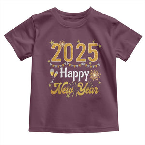Happy New Year 2025 Toddler T Shirt New Year's Eve Party Family Matching TS11 Maroon Print Your Wear