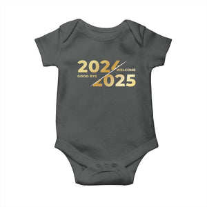 Happy New Year 2025 Goodbye 2024 Welcome 2025 Baby Onesie TS11 Dark Heather Print Your Wear