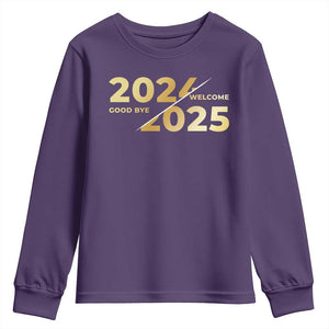 Happy New Year 2025 Goodbye 2024 Welcome 2025 Youth Sweatshirt TS11 Purple Print Your Wear