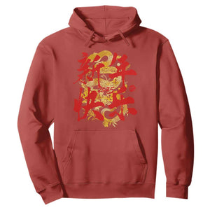 Happy Chinese New Year 2025 Hoodie Calligraphy Year Of The Snake Golden Flowers TS11 Red Print Your Wear