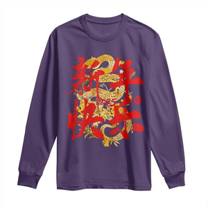 Happy Chinese New Year 2025 Long Sleeve Shirt Calligraphy Year Of The Snake Golden Flowers TS11 Purple Print Your Wear