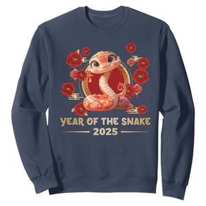 Happy Chinese New Year 2025 Sweatshirt Year Of The Snake Flowers TS11 Navy Print Your Wear