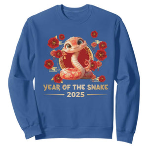 Happy Chinese New Year 2025 Sweatshirt Year Of The Snake Flowers TS11 Royal Blue Print Your Wear