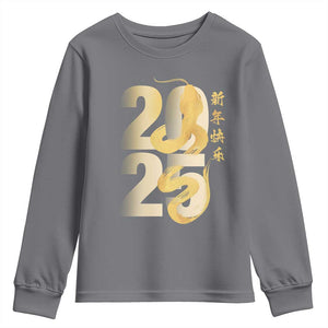 Happy Chinese New Year 2025 Youth Sweatshirt Calligraphy Year Of The Snake Zodiac Animals TS11 Charcoal Print Your Wear