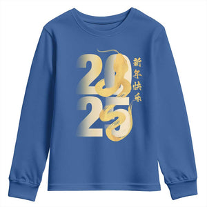 Happy Chinese New Year 2025 Youth Sweatshirt Calligraphy Year Of The Snake Zodiac Animals TS11 Royal Blue Print Your Wear
