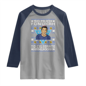 Funny So Much Funukah To Celebrate Hanukkah Sandler Raglan Shirt TS11 Sport Gray Navy Print Your Wear
