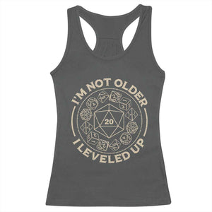 Funny RPG Gamer I'm Not Older I Leveled Up Racerback Tank Top Vintage D20 Tabletop Dice TS11 Dark Heather Print Your Wear