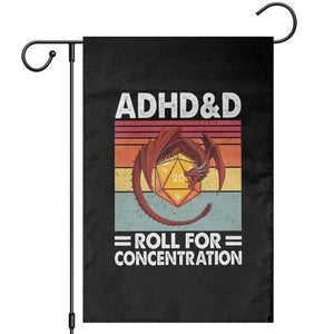ADHD&D Roll For Concentration Garden Flag Funny RPG Gamer D20 Tabletop Dice TS11 Black Print Your Wear