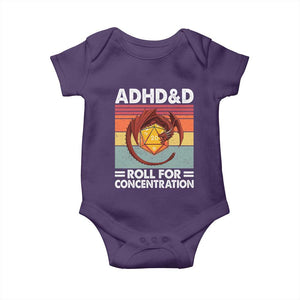 ADHD&D Roll For Concentration Baby Onesie Funny RPG Gamer D20 Tabletop Dice TS11 Purple Print Your Wear