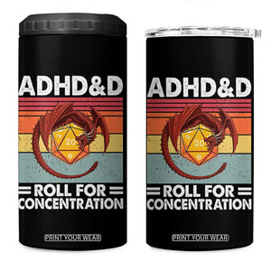 ADHD&D Roll For Concentration 4 in 1 Can Cooler Tumbler Funny RPG Gamer D20 Tabletop Dice TS11 One Size: 16 oz Black Print Your Wear