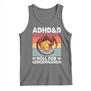 ADHD&D Roll For Concentration Tank Top Funny RPG Gamer D20 Tabletop Dice TS11 Black Heather Print Your Wear