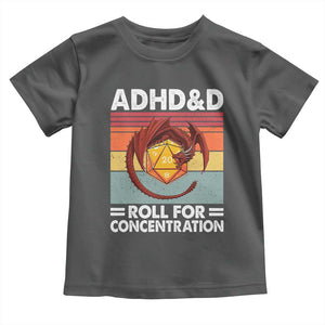 ADHD&D Roll For Concentration Toddler T Shirt Funny RPG Gamer D20 Tabletop Dice TS11 Dark Heather Print Your Wear