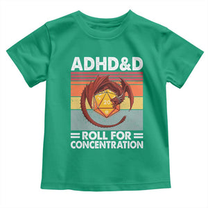 ADHD&D Roll For Concentration Toddler T Shirt Funny RPG Gamer D20 Tabletop Dice TS11 Irish Green Print Your Wear