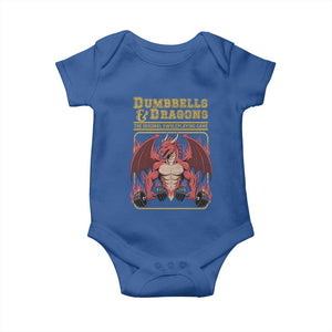 Funny RPG Workout Gym Nerd Baby Onesie Dumbbells And Dragons The Original Swoleplaying Game TS11 Royal Blue Print Your Wear