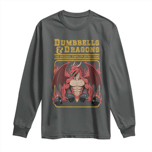 Funny RPG Workout Gym Nerd Long Sleeve Shirt Dumbbells And Dragons The Original Swoleplaying Game TS11 Dark Heather Print Your Wear