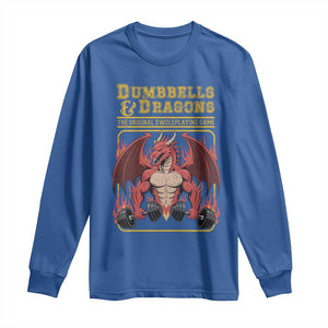 Funny RPG Workout Gym Nerd Long Sleeve Shirt Dumbbells And Dragons The Original Swoleplaying Game TS11 Royal Blue Print Your Wear