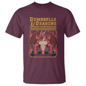Funny RPG Workout Gym Nerd T Shirt Dumbbells And Dragons The Original Swoleplaying Game TS11 Maroon Print Your Wear