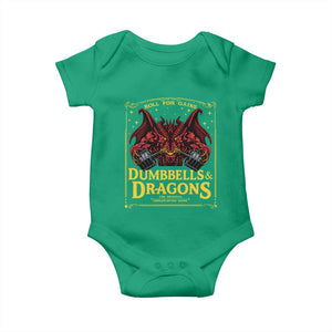 Funny RPG Weightlifting Workout Gym Baby Onesie Dumbbells And Dragons The Original Swoleplaying Game TS11 Irish Green Print Your Wear