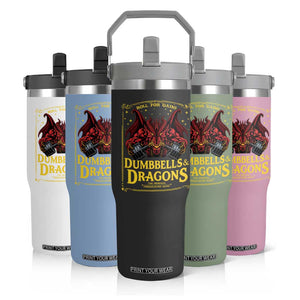 Funny RPG Weightlifting Workout Gym Flip Straw Tumbler Dumbbells And Dragons The Original Swoleplaying Game TS11 Print Your Wear