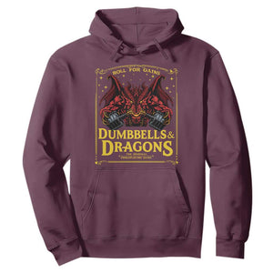 Funny RPG Weightlifting Workout Gym Hoodie Dumbbells And Dragons The Original Swoleplaying Game TS11 Maroon Print Your Wear