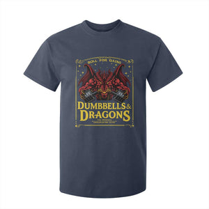 Funny RPG Weightlifting Workout Gym T Shirt For Kid Dumbbells And Dragons The Original Swoleplaying Game TS11 Navy Print Your Wear