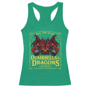 Funny RPG Weightlifting Workout Gym Racerback Tank Top Dumbbells And Dragons The Original Swoleplaying Game TS11 Irish Green Print Your Wear